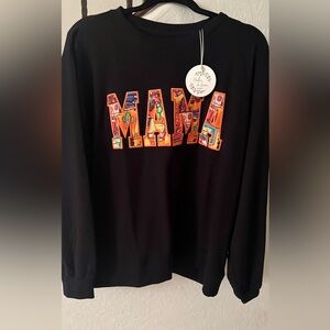 Hunter Grace Mama Crew XL Vibrant Black Crewneck Sweater- bamboo